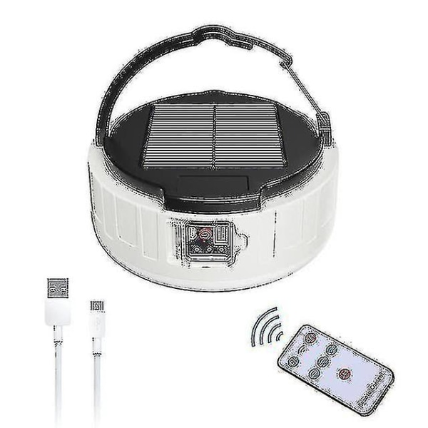 USB Solar Campinglampa Med Fjärrkontroll Hängande Vattentät Tältlampa Utomhuslampa För Camping