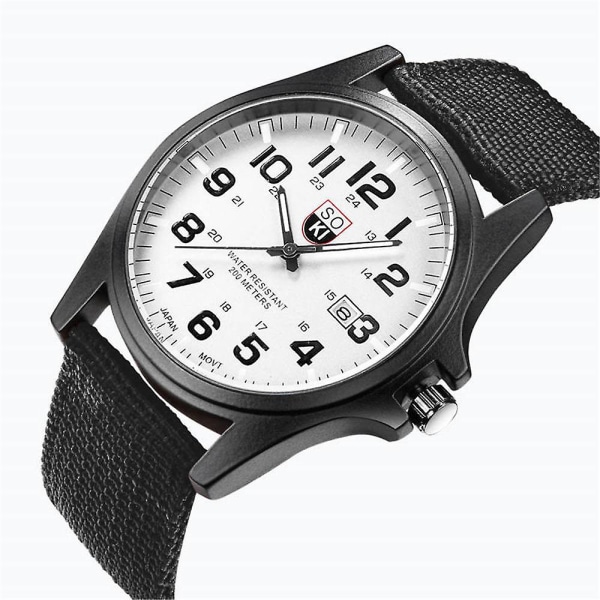 Par Mode Nylon Armband Analog Quartz Rund Watch Klockor T