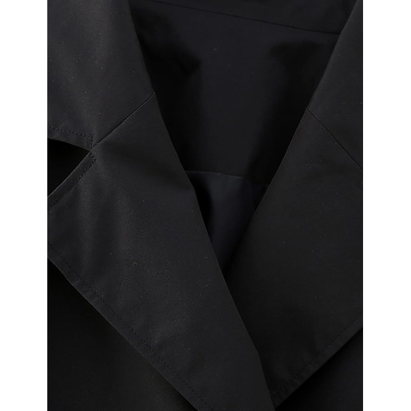 Kvinnors Kort Jacka Långärmad Bältad Trenchcoat Enfärgad black M
