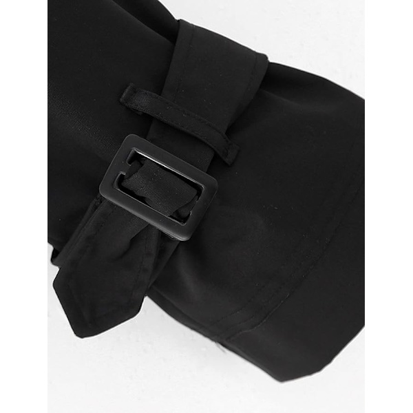 Kvinnors Kort Jacka Långärmad Bältad Trenchcoat Enfärgad black S