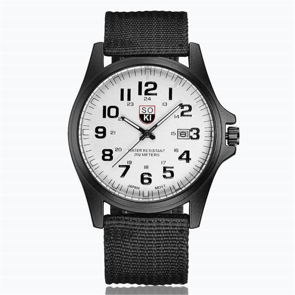 Par Mode Nylon Armband Analog Quartz Rund Watch Klockor T