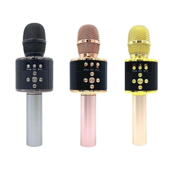 7 färger led ljus USB bluetooth trådlös mikrofon högtalare handhållen  mikrofon ktv karaoke mikrofon musikspelare Black 5ab2 | Black | Fyndiq