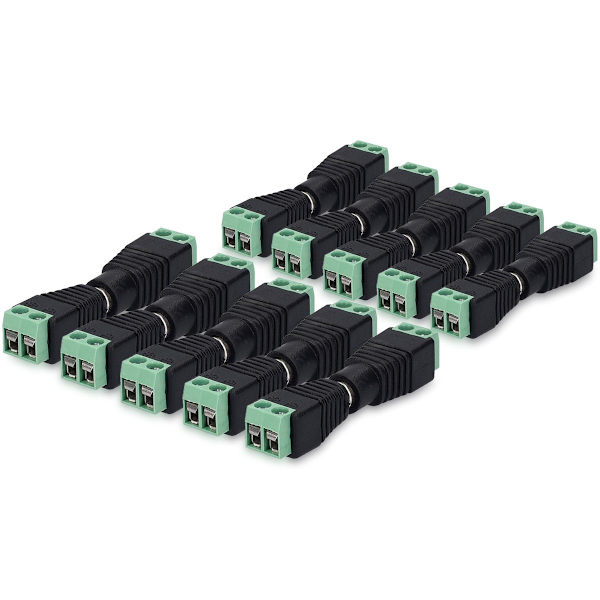 DC-kontakt adapterpluggset - 12V - Hona + hane - Skruvterminaler - 10 stycken