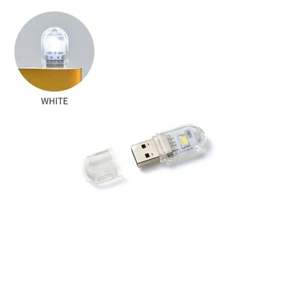 Mini Bärbar Led USB -ljus 2-24 lysdioder Bokljus Läsnattljus Varmvit 5v Power 3000k-7000k 2LED white light