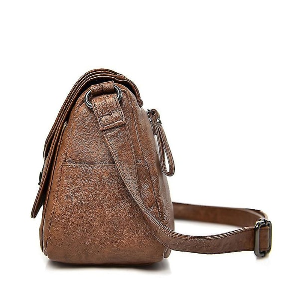 Damväska, elegant mjukt läder, populär retro crossbody mode utländsk stil mammaväska Light Grey