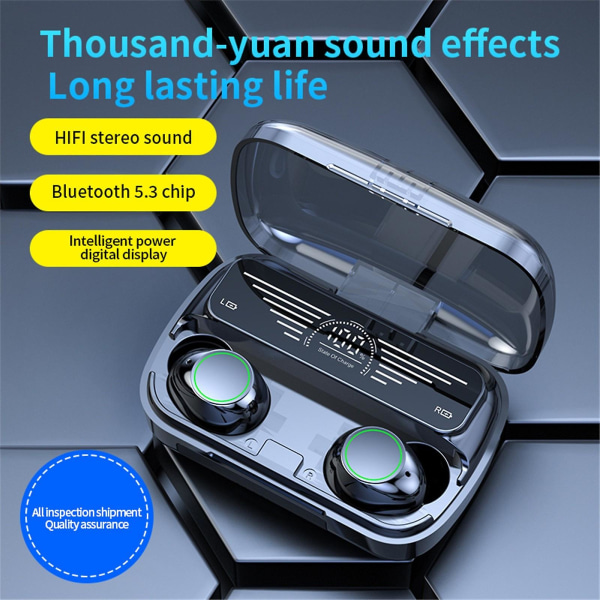 Hi-fi-hörlurar med lysande LED-bländare Digital skärm Bluetooth 5.3 trådlösa hörlurar Öronsnäckor Headset