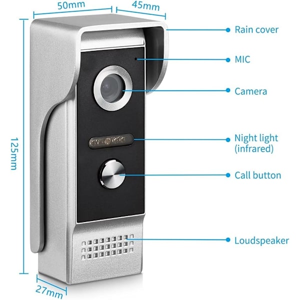 4,3 Tums Trådbunden Videodörrtelefon System Visuell Intercom Dörrklocka Med 1 Monitor + 1 * 700TVL Utomhuskamera För Hemövervakning