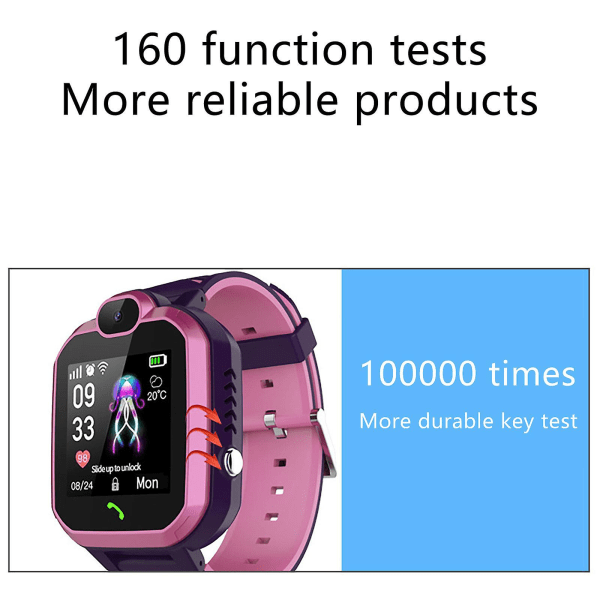 Smart watch för barn , watch, GPS-positionering, högupplöst skärmfotografering, student smart watch Pink