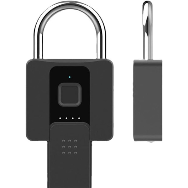 Fingeravtrycksintelligent Hänglås Smart Fingeravtryckshänglås, USB Laddningsbart, Fjärråtkomst, Smart Nyckelfritt Säkerhetslås för iOS/Android, IP65