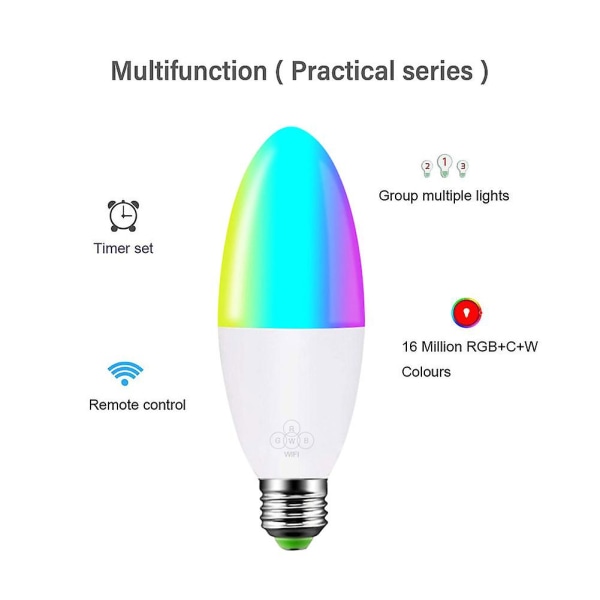 B22/e14/e27 LED-lampa Smart Neonskylt för inomhusbruk Rgb-lampor Fjärrkontroll Dimbar lampa E12