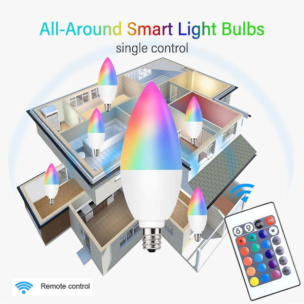 B22/e14/e27 LED-lampa Smart Neonskylt för inomhusbruk Rgb-lampor Fjärrkontroll Dimbar lampa E26