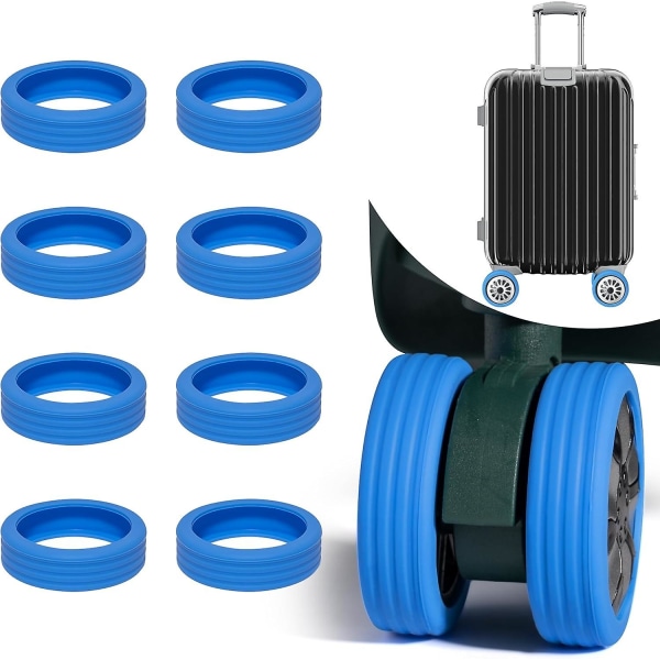 8 st cover, resväska resväska hjul skyddskåpor, silikon bagagespinnhjulsskydd, minska buller Blue