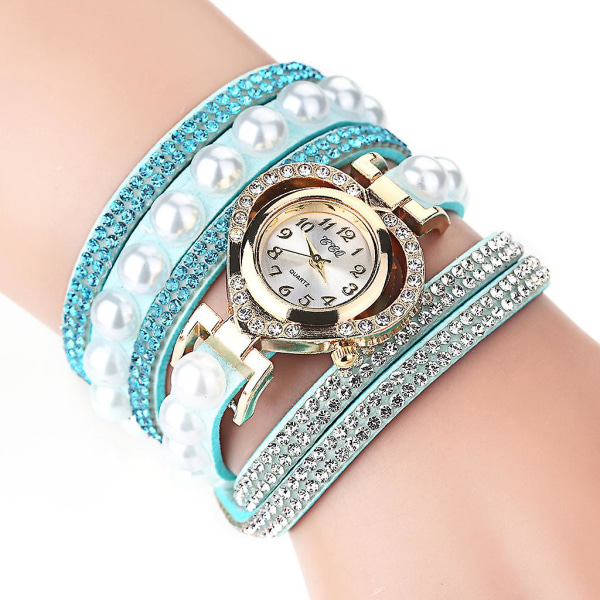Ccq Dam Vintage Shining Crystal Pearl Armband Urtavla Analog Quartz Armbandsur P