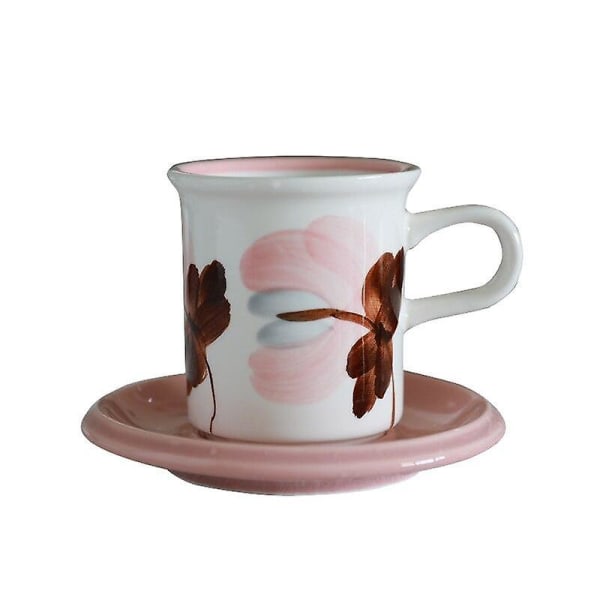 Rosa europeisk stil Söt kaffekoppsmönster Cappuccino keramisk kaffemugg Tekoppar