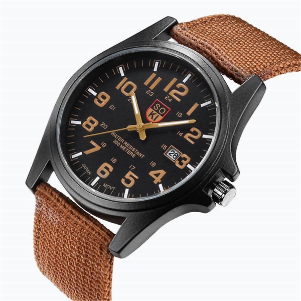 Par Mode Nylon Armband Analog Quartz Rund Watch Klockor U
