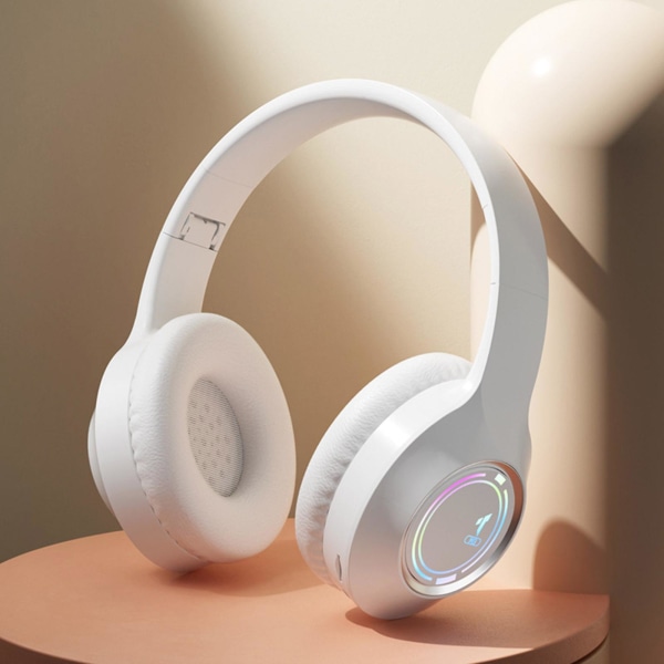 Vikbart headset med högt värde och högt hantverk Bluetooth -headset trådlöst samtalsheadset Subwoofer Live 5.3 Bluetooth headset White
