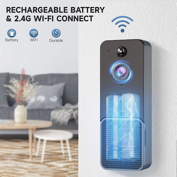 Smart Home Dörrklocka - Smart Trådlös Fjärrvideo Dörrklocka Intelligent Visuell Dörrklocka, Hem HD Nattseende Wifi Säkerhetsdörr Dörrklocka Stöd 2.4g