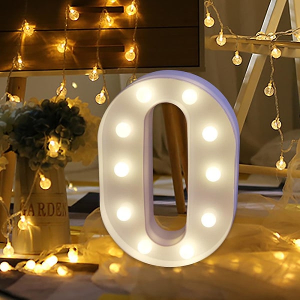 Alphabet Led Letter Lights Light Up Vita plastbokstäver Stående Hängande O B