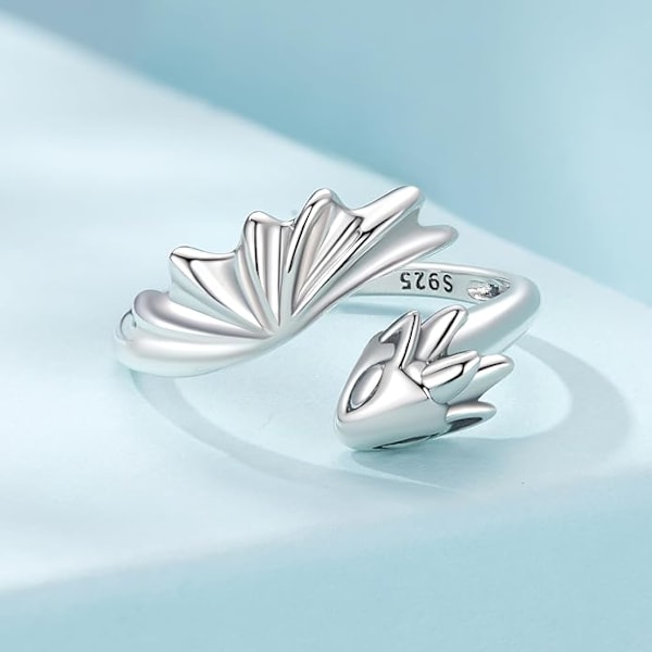 925 Sterling Silver Blå Sköldpadda Justerbar Ring Hjärta Korsring Opal Havs Djur Öppen Ring för Kvinnor Statement Ring Fint Smycke