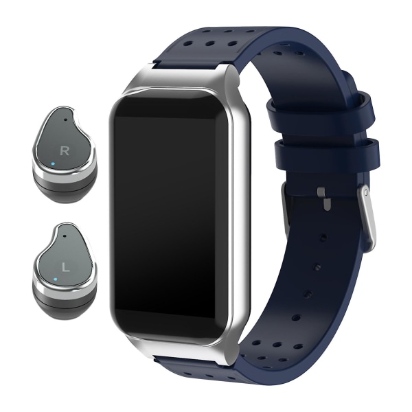 Smart watch med hörlurar för kvinnor och män, Activity Fitness Watch Combo Bluetooth -hörlurar kan ta emot samtalsmeddelanden Kaloriräknare Navy