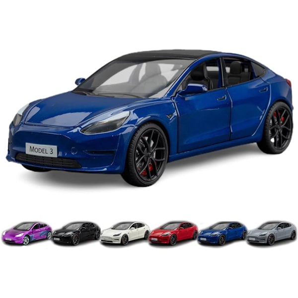 1/24 Skalig Diecast Bilmodell 3, Legering Diecast Leksaksbilar Drag tillbaka Leksaker med Ljud & Ljus, Fordon Leksaker för Barn Present Bilälskare Samling blå