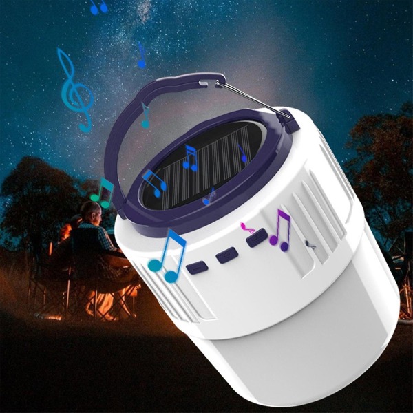 Solar Bluetooth Audio Campingljus 24 Led-lampor Mobil Utomhusbelysning Ljus USB Laddning Fjärrkontroll Ljud