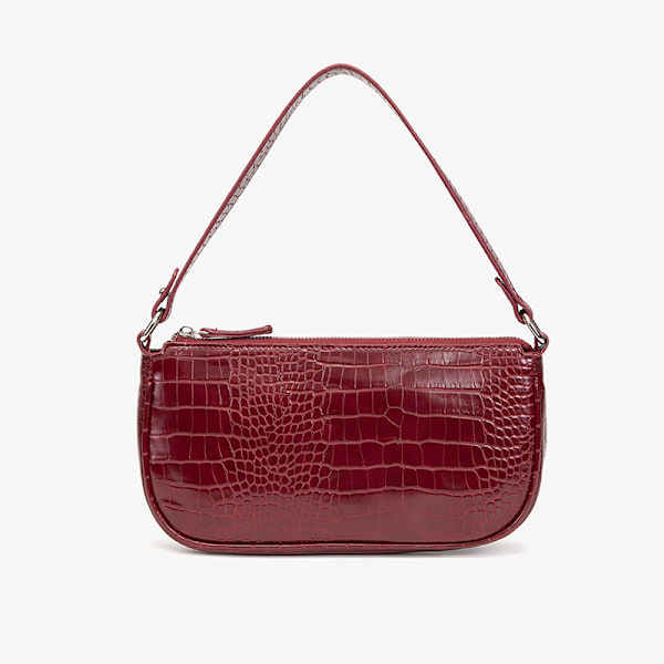 Väska med krokodil-effekt, retro, konstläder, klassisk clutch, axelväska, handväska för kvinnor röd
