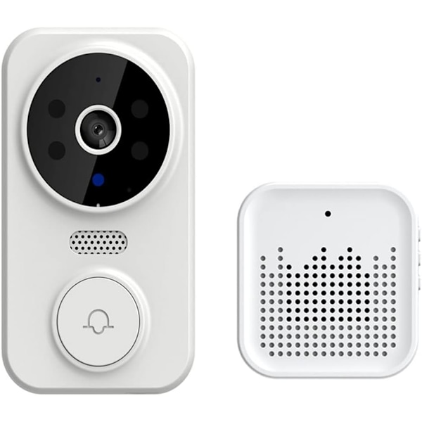 Trådlös Fjärrstyrd Videodörrklocka, Smart Hem Wifi Dörrklocka Utomhus Trådlös Dörrklocka Kamera Klocka Tvåvägs Ljud Intercom Nattseende Smart Life APP white