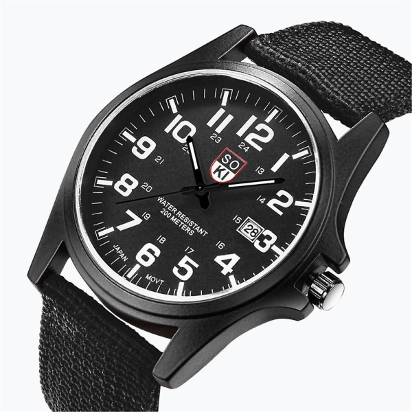Par Mode Nylon Armband Analog Quartz Rund Watch Klockor W