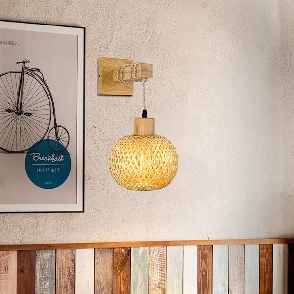 Rattan Vägglampa SCONCE BELYSNING VAR MASKER BELYSNING BELYSNING LÄTT BRÄNNARM HOUSE Rustika Vägglampor Lampor