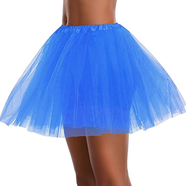 Svart kjol Dam högkvalitativ veckad gasväv Kort Vuxen Tutu Dans 3 lager Blue