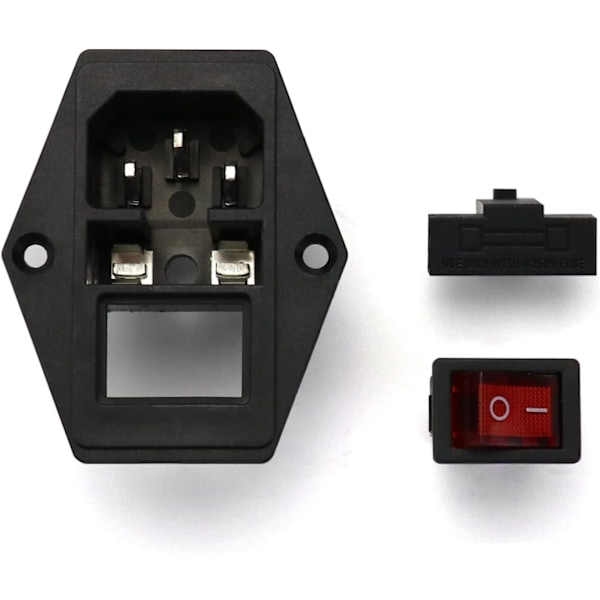 4 st IEC320 C14 10A Uttag 3-i-1 Ingångsströmbrytare med Switch, Säkring och Ljus
