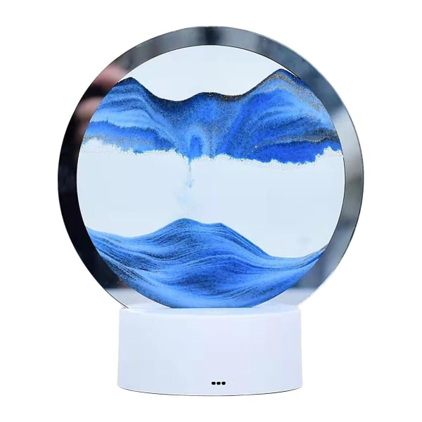 Tredimensionell bordslampa för sandmålning, rörligt timglas, dekorativ omgivande lampa, kvicksandsbordslampa i vardagsrummet i sovrummet (15 ml) Blue