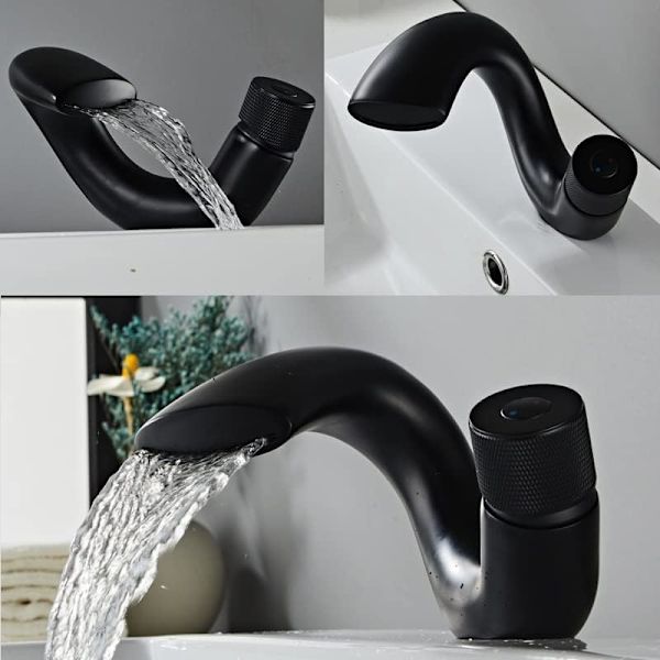 Handfat Design Badrumsblandare Vattenfall Varm och Kall Vattenkranar silver