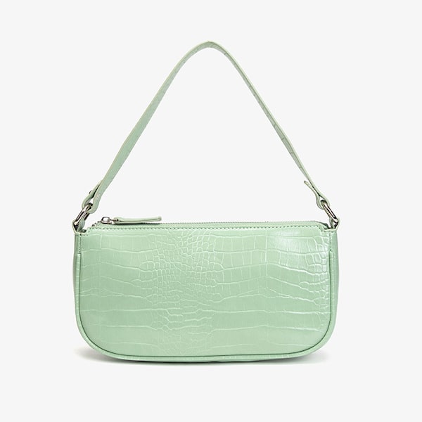 Väska med krokodil-effekt, retro, konstläder, klassisk clutch, axelväska, handväska för kvinnor grön