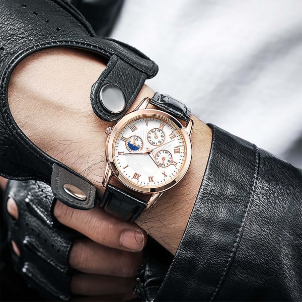 Imitation Mechanical Watch Quartz Watch, Herr Rostfri Steel Chronograph Watch, Designer Wristwat L