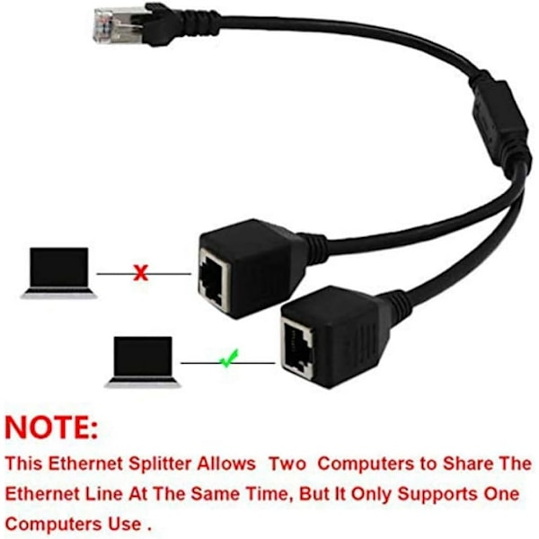 RJ45 Ethernet-delarekabel, LAN-nätverksport Ethernet-kontakt Adapter 1 hane till 2 hon Y-bandkabel för Cat5 Cat6 Cat7