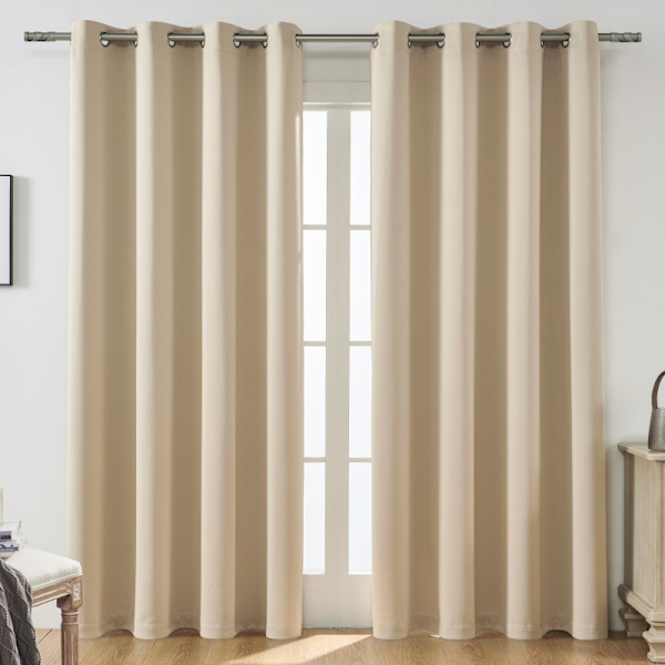 Mörkläggningsgardiner Mörkläggningsgardiner för sovrum - 2 paneler, mörkläggningsgardiner för vardagsrum, bakflik och stångficka Beige 140cm * 213cm