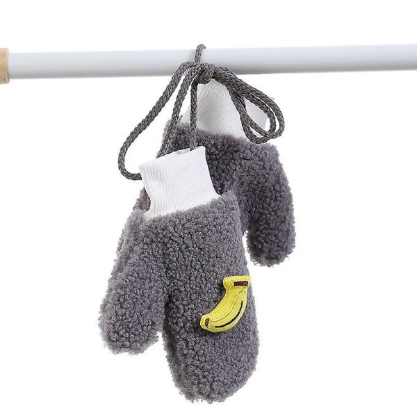 Barn och kvinnors vinter Söt Cashmere halsvärmare väska Finger tjocka handskar Banana gray