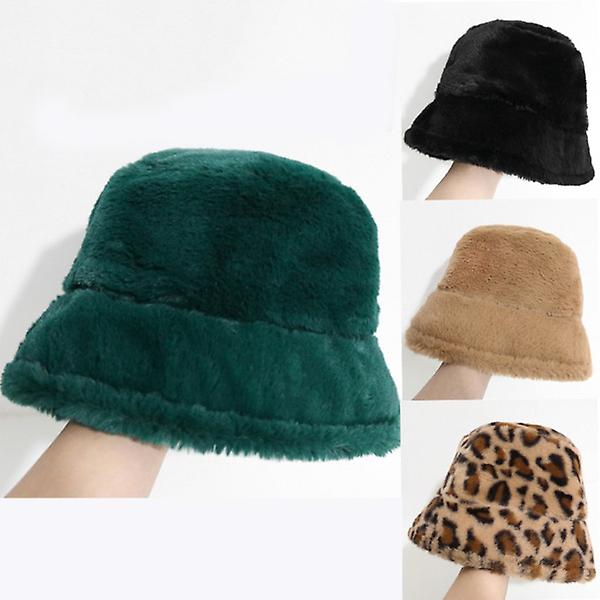 Dam Vinter Fluffy Plysch Bucket Hat [svart]
