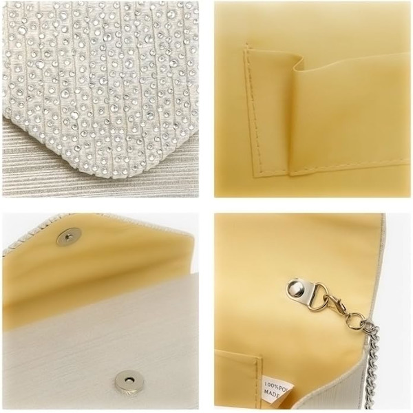 Damkvällsklänning Frosted Satin Clutch Väska Crossbody Handväskor Fest Bal Bröllop Kuvert Champagne