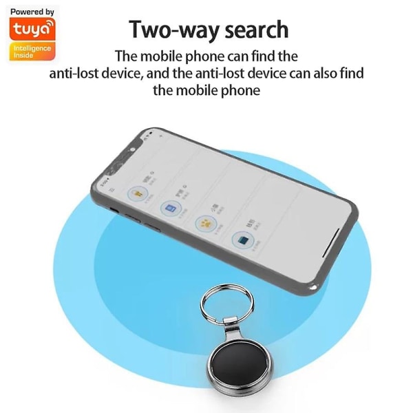 Mini Gps Tracker Locator Tuya Smart Life App Key Finder Nyckelring Telefoner Barn Husdjur 1PC White