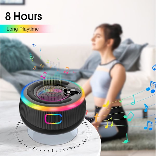 Portabel Bluetooth-högtalare, Duschhögtalare, Vattentät IPX7, Bluetooth Musikbox med Ljus, LED-Display, Handsfree-funktion