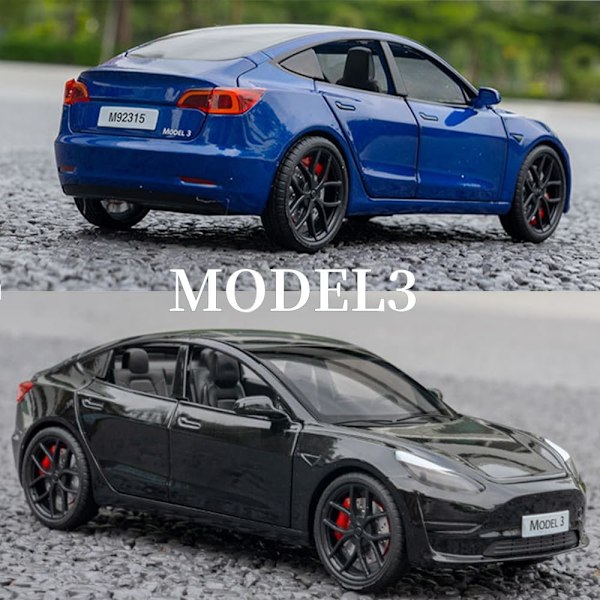 1/24 Skalig Diecast Bilmodell 3, Legering Diecast Leksaksbilar Drag tillbaka Leksaker med Ljud & Ljus, Fordon Leksaker för Barn Present Bilälskare Samling blå