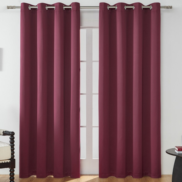 Mörkläggningsgardiner Mörkläggningsgardiner för sovrum - 2 paneler, mörkläggningsgardiner för vardagsrum, bakflik och stångficka Wine red 100cm * 250cm