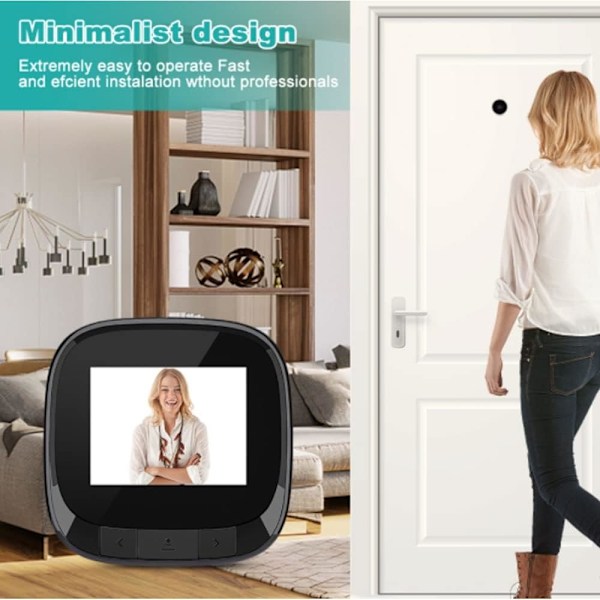 2,4 Tums Mini Digital Dörrkikare Kamera Smart Trådlös Fjärrvideo Dörrklocka Intelligent Visuell Dörrklocka Hemintercom HD Nattseende WiFi