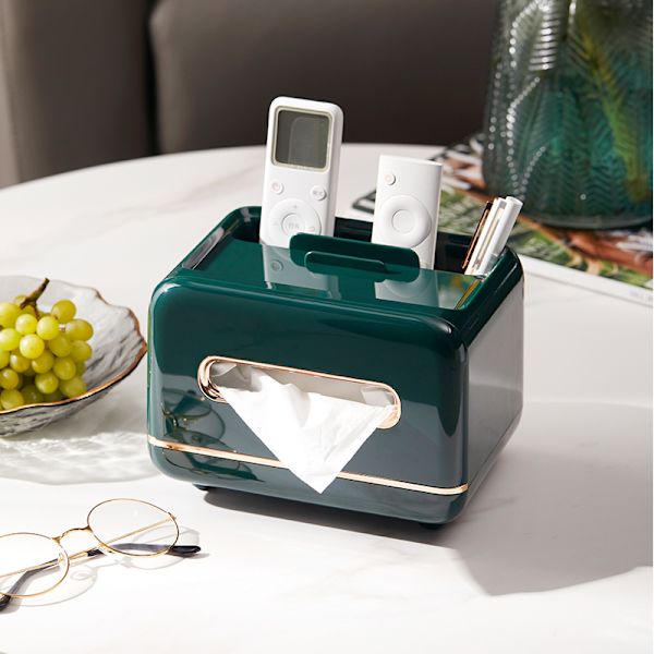 Pappershållare för skrivbord, multifunktionell pappershanddukshållare för vardagsrum och matsal, fjärrkontrollsförvaring för hemmet Light green