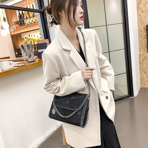 Damer Väska Handväskor Ny Casual Kedja En-axels Messenger Väska Trendig Dam Små Flik Cross Body Väskor Kopplingspungar Black Goldchain