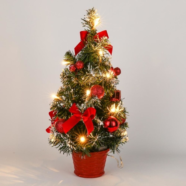 Liten mini julgran med LED-ljus Xmas Bordsskiva Rtificial Ornament Gifts red