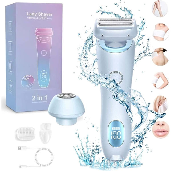 Glide Pro 3.0 Rakhyvel, Dusk Rakhyvel för Kvinnor, Dusk Glide Pro 3.0 Rakapparat, Duskofficial - 2 i 1 Elektrisk Silk Glide Pro Rakapparat, Smärtfri Håravlägsning blå